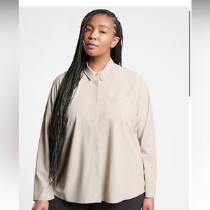 Athleta | Button Up Urbanite Top Tan/Beige Size 1X